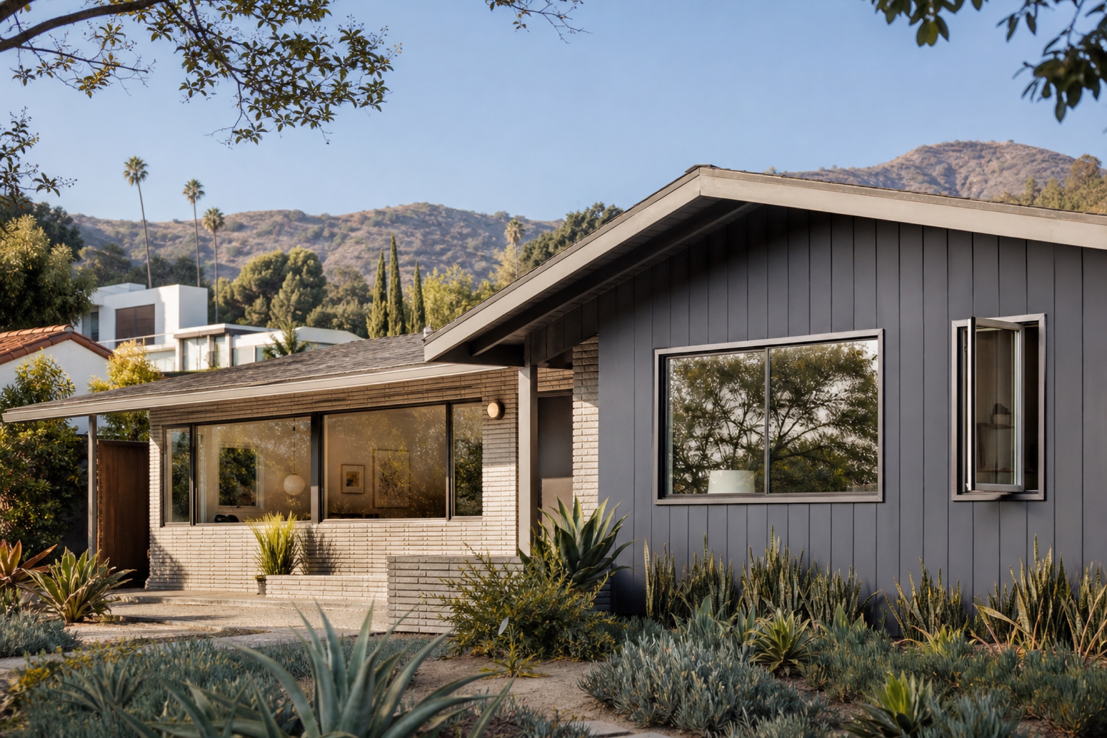 Renovated Los Angeles midcentury home with picture, casement, and sliding windows